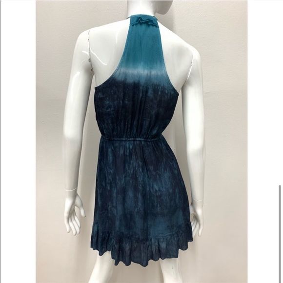 New Revolve Gypsy 05 Sexy Boho chic Blue Tie Dye ombré Halter Mini Party Dress - Picture 6 of 12